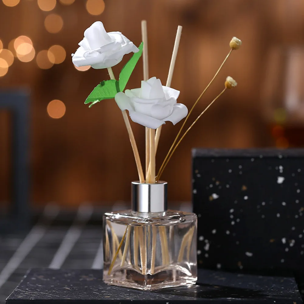 50ml Square Fragrance Containers Empty Diffuser Perfume Bottles Glass Essential Oil Containers Home Decoration