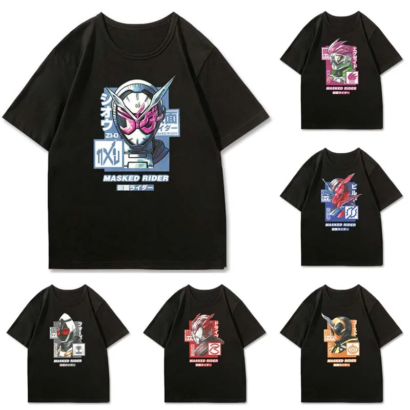 

Kamen Rider Хлопковая футболка с короткими рукавами Летняя свободная рубашка с круглым вырезом и базовая рубашка для мужчин и женщин Повседневная аниме с коротким рукавом Подарки