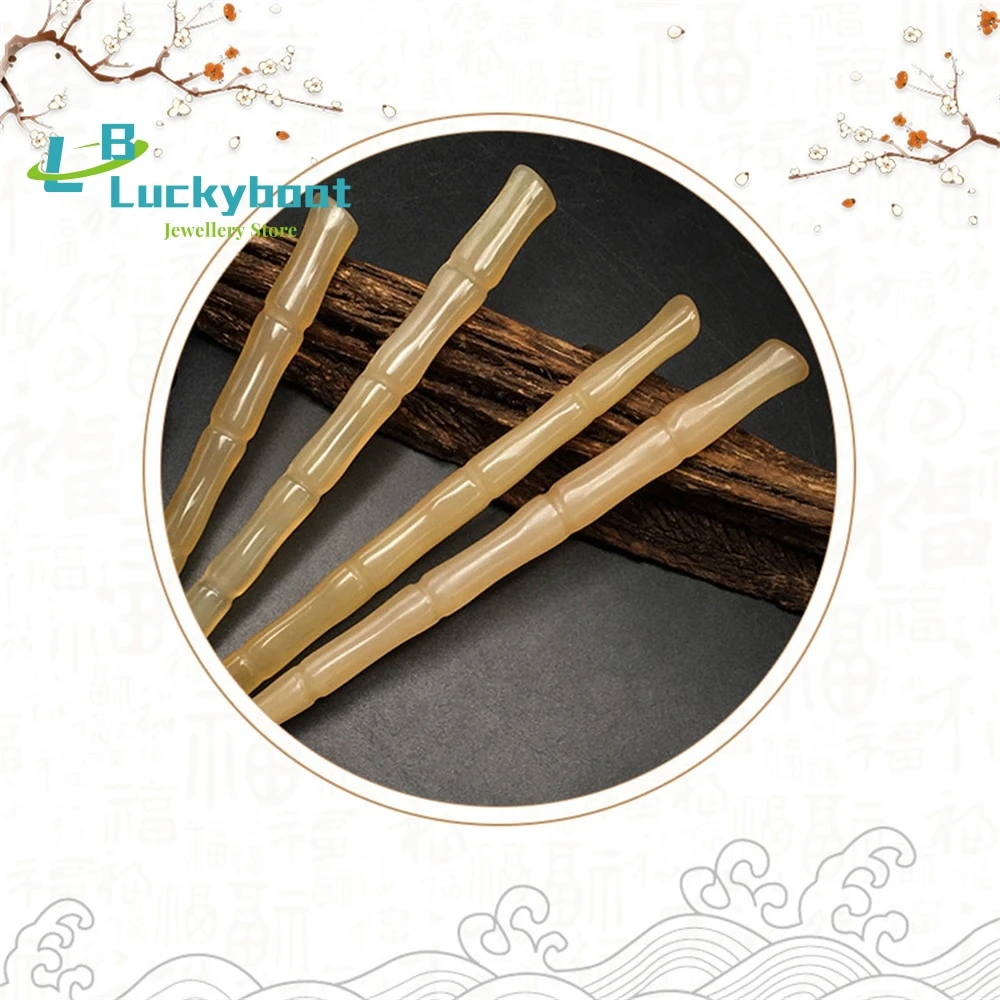 Natural Horns Ancient Style Long Plus Hairpin Bamboo Section Daily Simple Retro