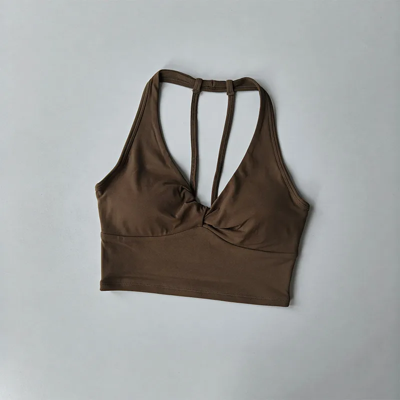 Geknoteter stoßfester Sport-BH mit festen Cups, dünnen Trägern, schönem Rücken, Yoga-Kleidung, Weste, Laufweste, Fitness-Bekleidung, BH für Damen – Detail 7