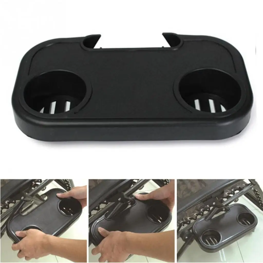 recliner Cup Holder Beverage Tray Clip on Utility Tray Lounge Chair Tray Chair Cup Holder for Beach Fishing Sun Lounger Outdoor