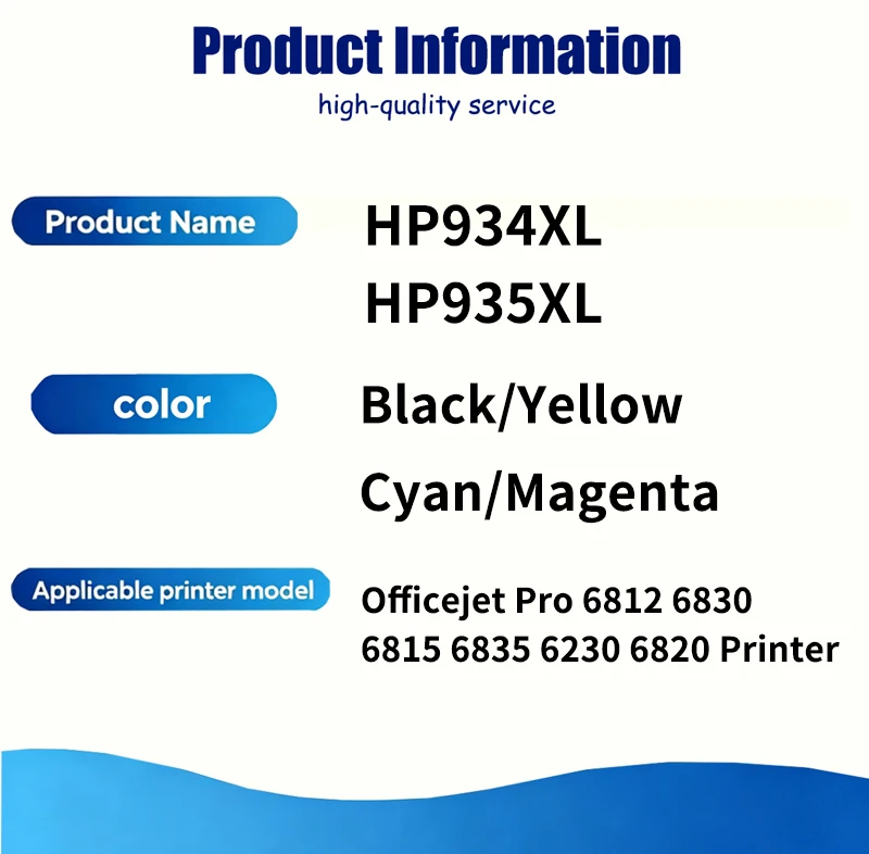 1/2/3 Sets For HP 934XL 935XL 934 935 4color Ink Cartridge Compatible for HP Officejet Pro 6812 6830 6815 6835 6230 6820 Printer