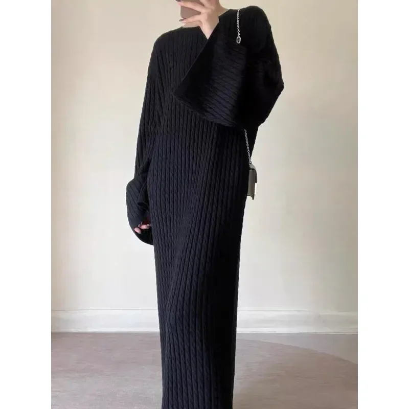 

TT@ LUXURY Dressed Women's 2024 Autumn/Winter New Wool Stranded Pit Stripe Long Commuter Bottom Knitted Long Skirt