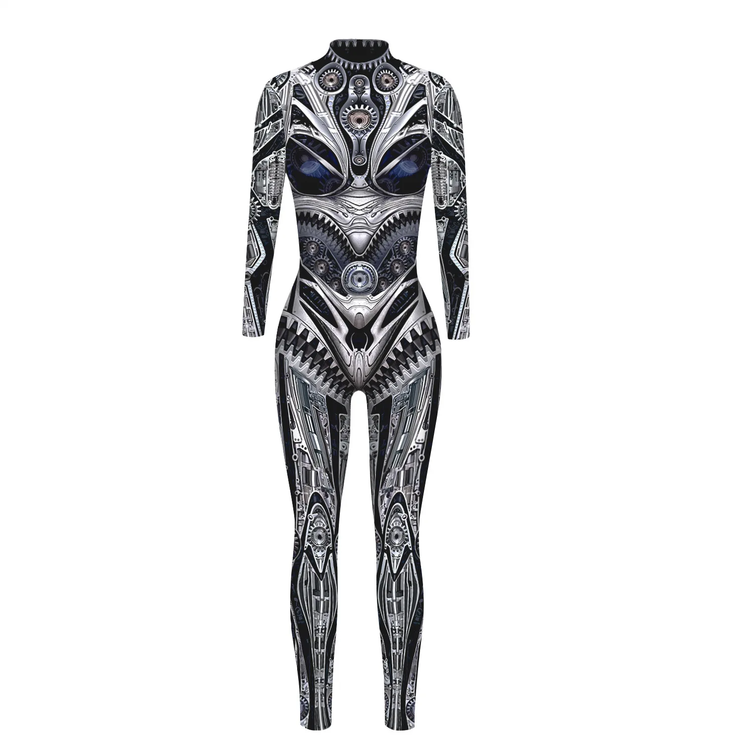 Mechanischer Roboter Punk Jumpsuit Catsuit Sexy Damen Cosplay Kostüme Zentai Performance Halloween Weihnachtsfeier Bodysuit – Detail 22