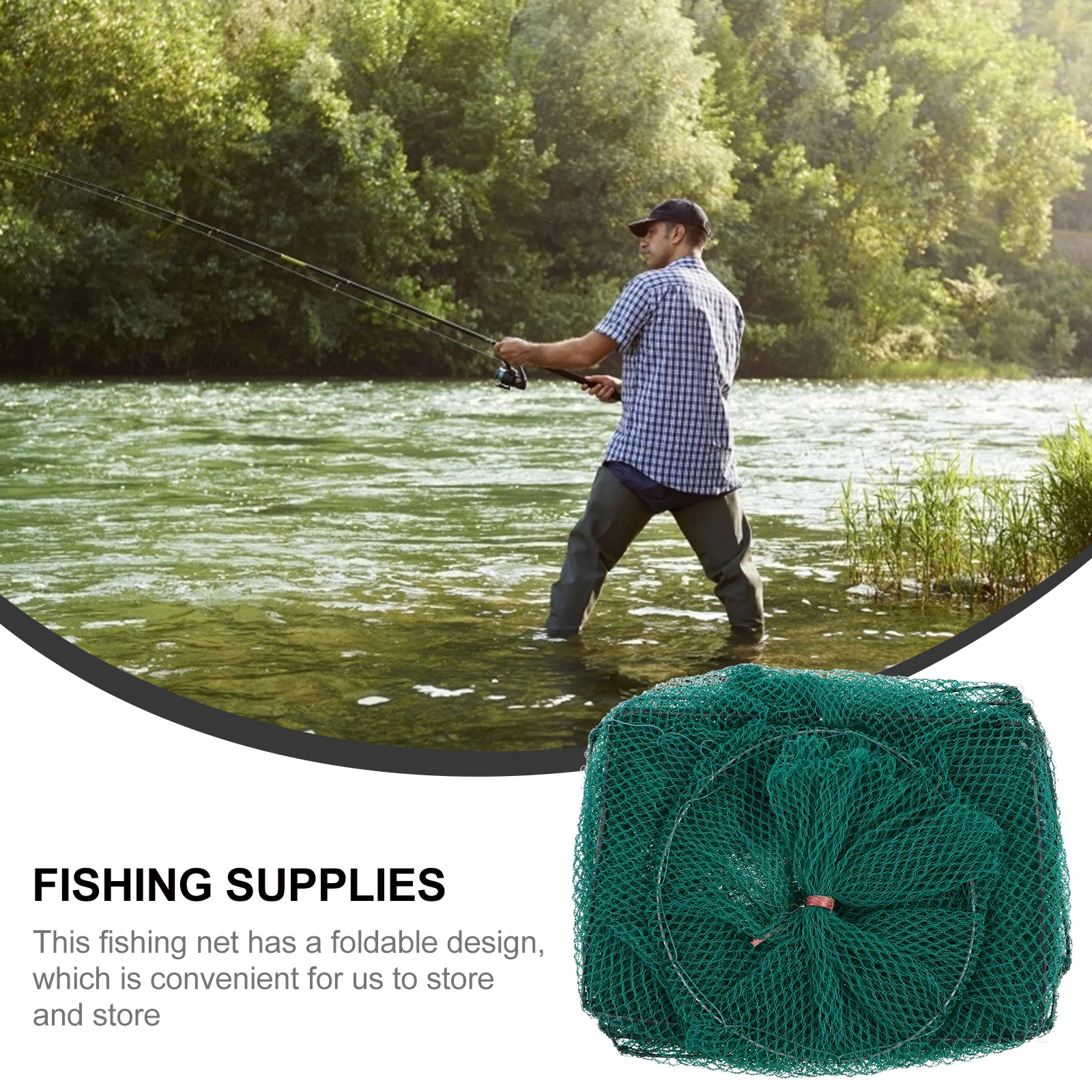 

1pc Fishing Cage 14 Sections 2 1m Long Foldable Minnow Crabbing Freshwater Trap Portable Nylon Net Mesh Fishing Supplies