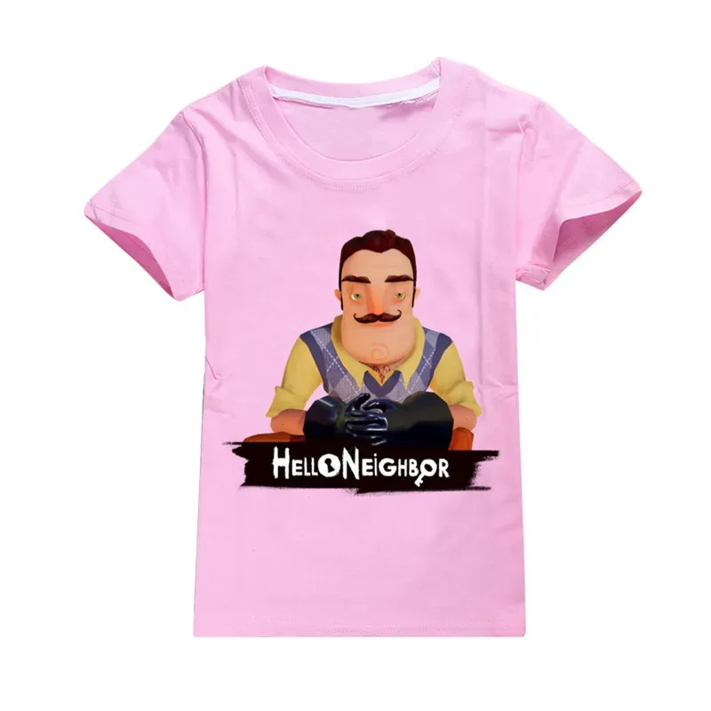 2025 جديد تأثيري رائجة البيع مرحبا الجيران الطباعة الكرتون الاطفال تي شيرت مضحك لعبة الفتيات ملابس طفل الفتيان تي شيرت الصيف Casu #6