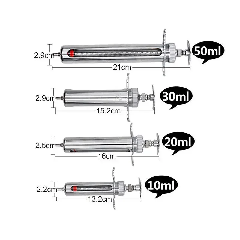 Animal Syringe for Pig Cattle Sheep Injector Vet Tools Farm Supplies Reusable Veterinary Stainless Steel Syringe Hypodermic