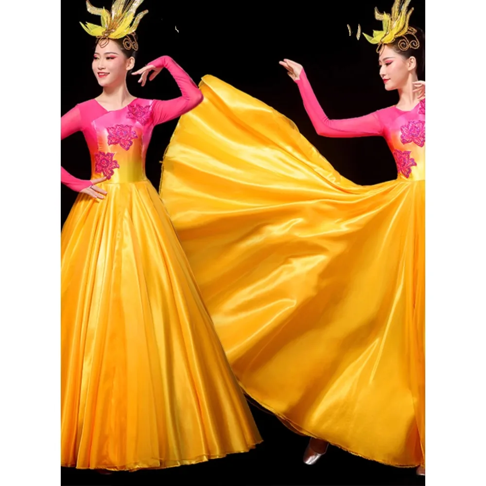 2024 new opening dance big skirt female lights in the Chinese style stage costume modern dance accompanying dance table costume