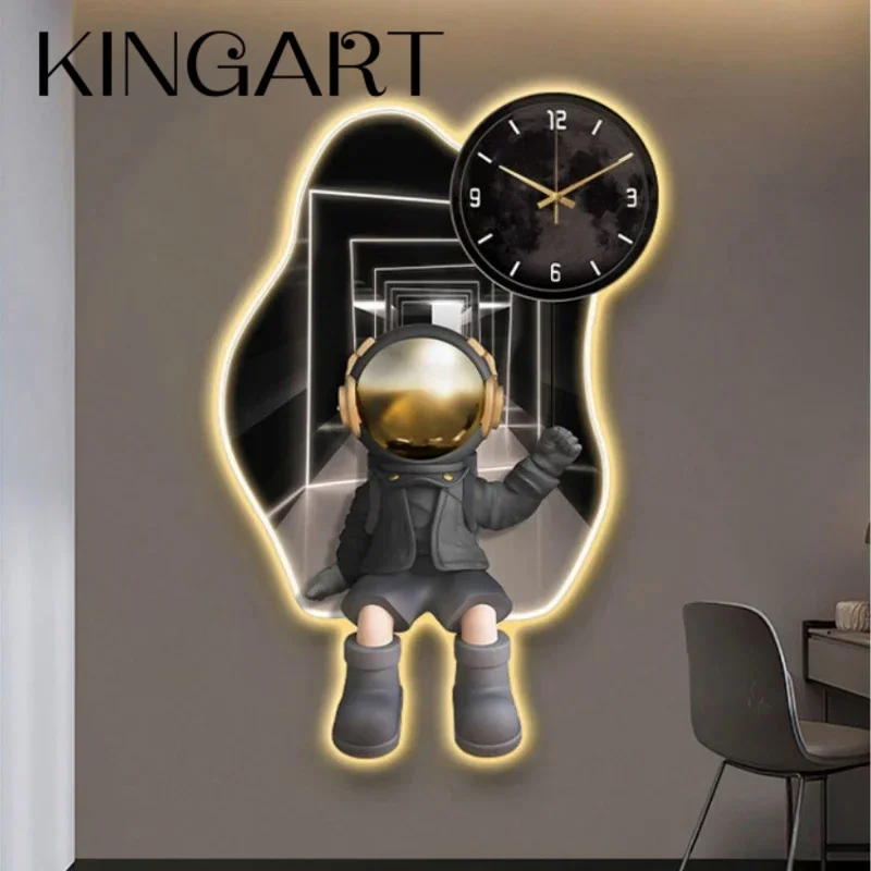 

Large Wall Clock Modern Design Silent Wall Clocks with LED Creativity Astronaut Living Room Watch Bedroom Home Decoration Gift