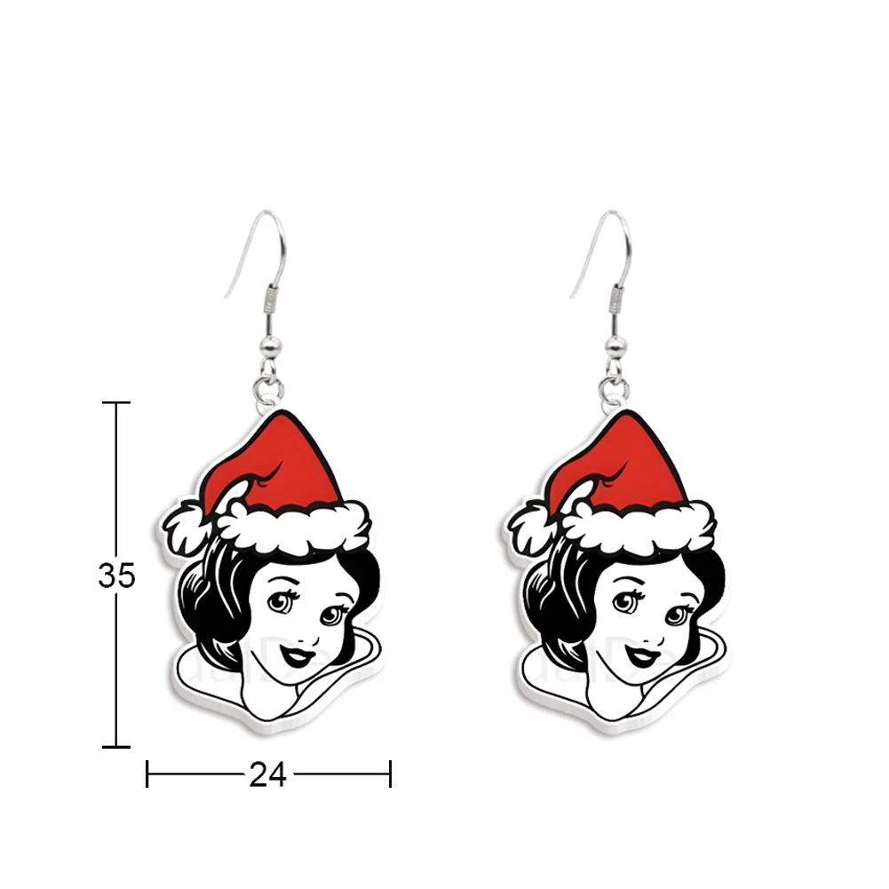 Disney-pendientes colgantes de acrílico transparente para mujer y niña, joyería bonita de princesa de Navidad, coloridos, gancho, Regalos especiales