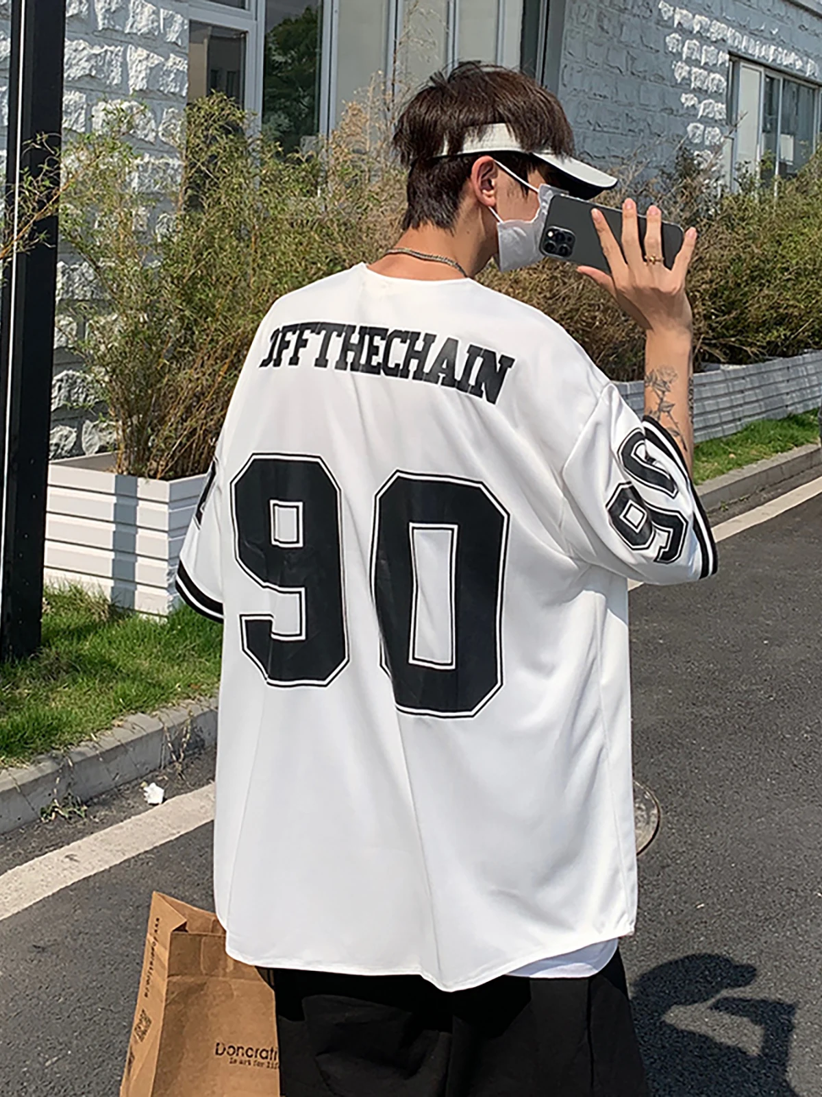 Loose Fit Baseball Style Short Sleeve Open Cardigan T-Shirt Unisex Summer Vintage Hong Kong Style Shirt Half Sleeve Body Tee