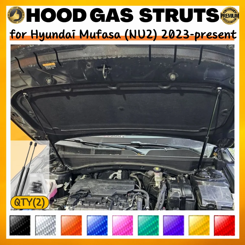 

Qty(2) Hood Struts for Hyundai Mufasa (NU2) 2023-present Front Bonnet Modify Gas Springs Shock Absorbers Lift Supports Dampers