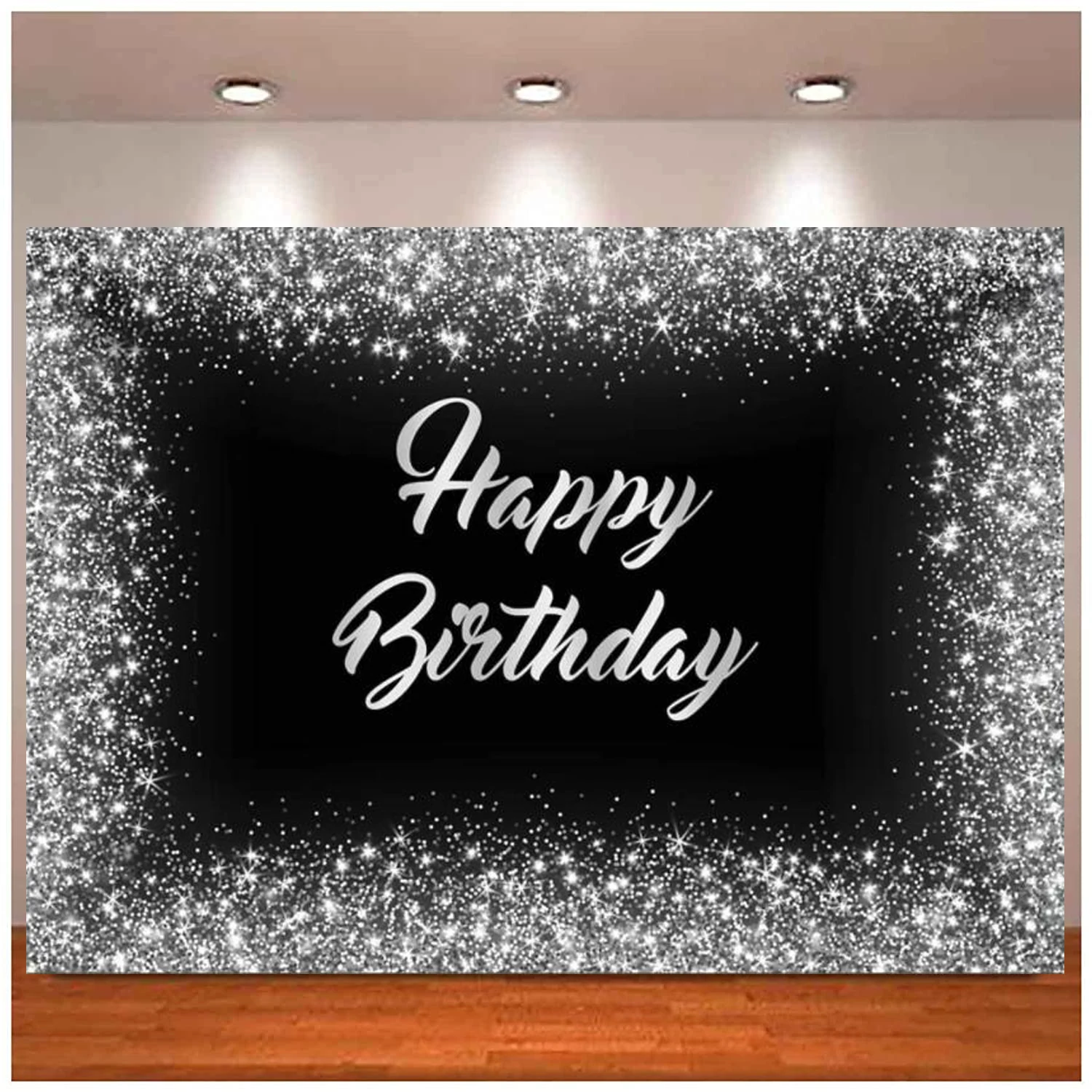 

Photography Backdrop Adult Party Black And Silver Background For Glitter Birthday For 16th 30th 40th 50th 60th Cake Table Decor