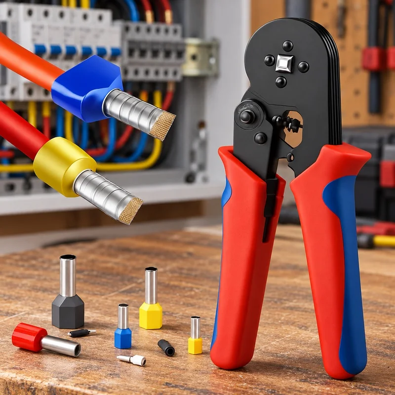 Professional Electric Wire Crimp Tool Set with Tubular Terminal and Ferrule Clamps for 0.25-10mm Cables, 23-7AWG Range