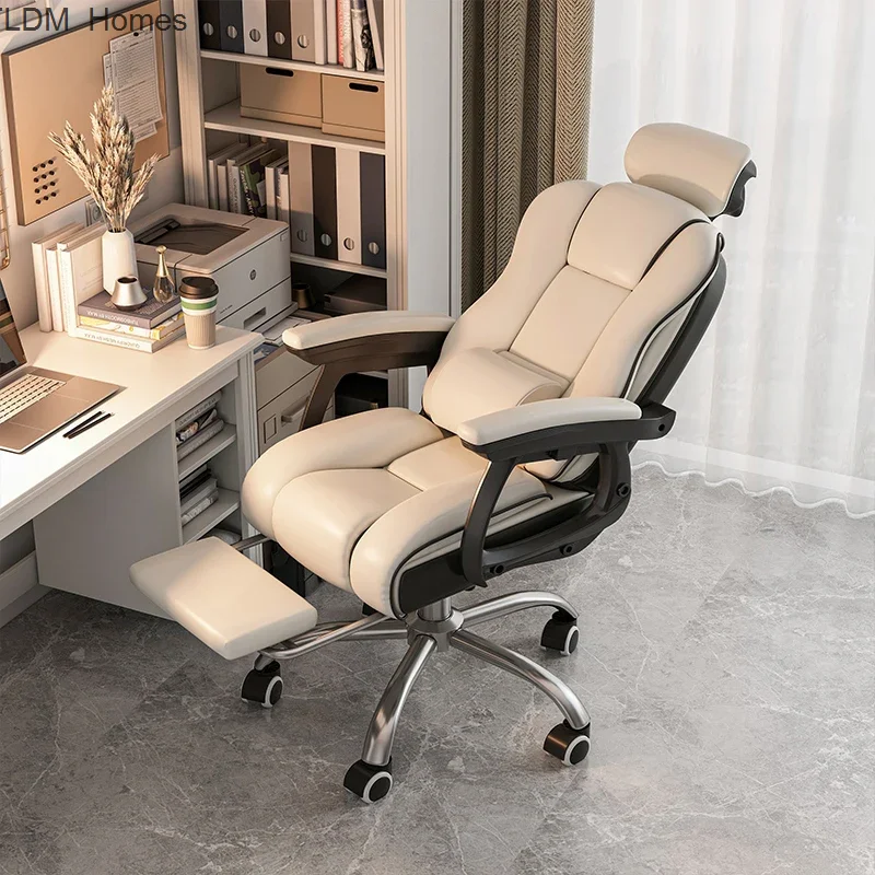 Executive Cushion Wheels Office Chair Full Body Modern Leather Comfortable Swivel Chair Recliner Silla Plegable Home Furniture