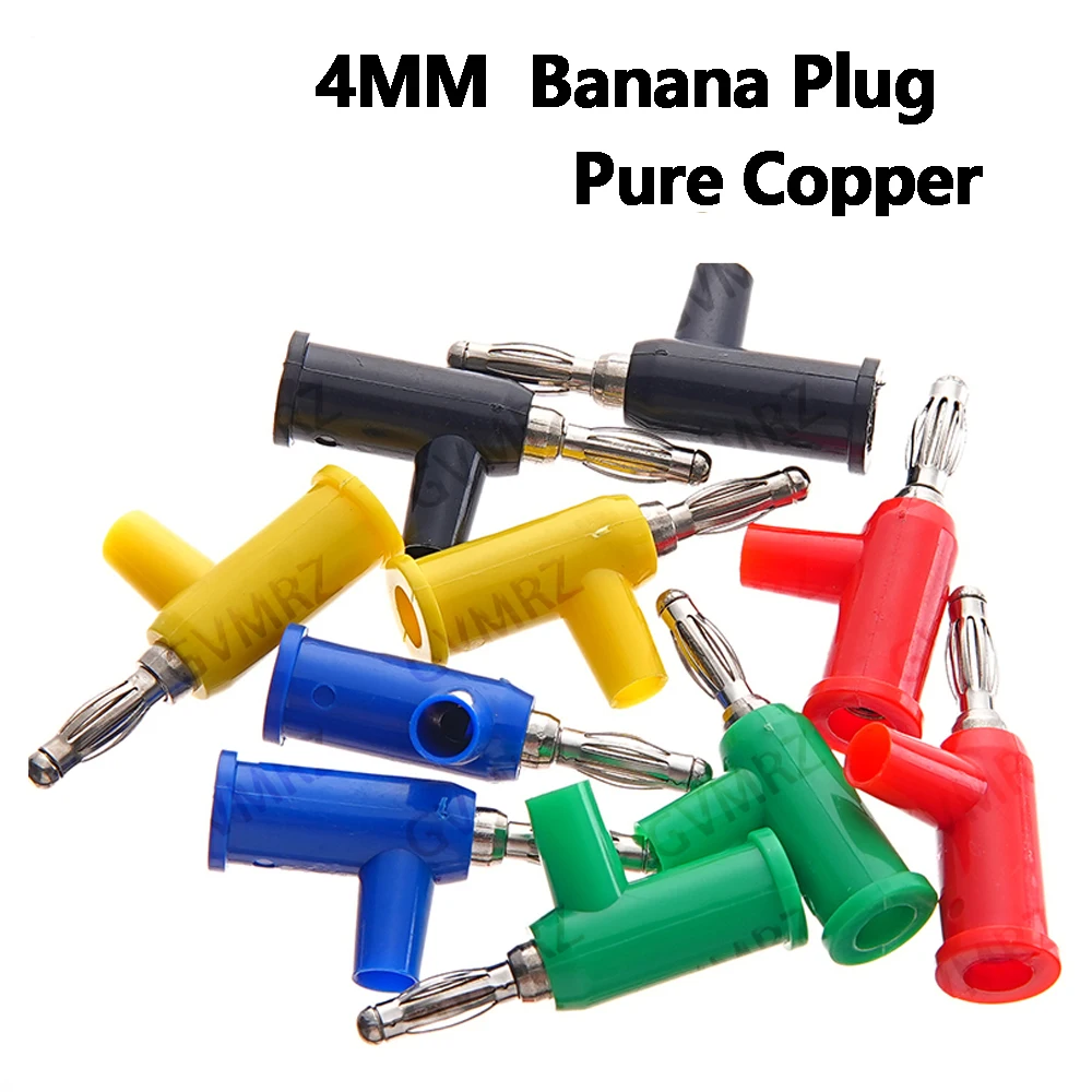 5PCS 4MM Blue Yellow Banana Plug Stackable Screw Type Without Welding Audio Multimeter Pen Plug Connector Pure Copper Red Green