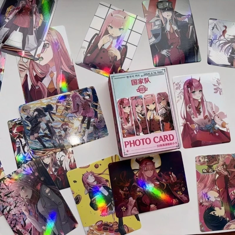 حبيبي جديد في بطاقة FRANXX Zero Two Hiro Ichigo الصغيرة الإبداعية عالية القيمة الرسوم المتحركة الكرتون طباعة بطاقة الطالب القابلة للجمع