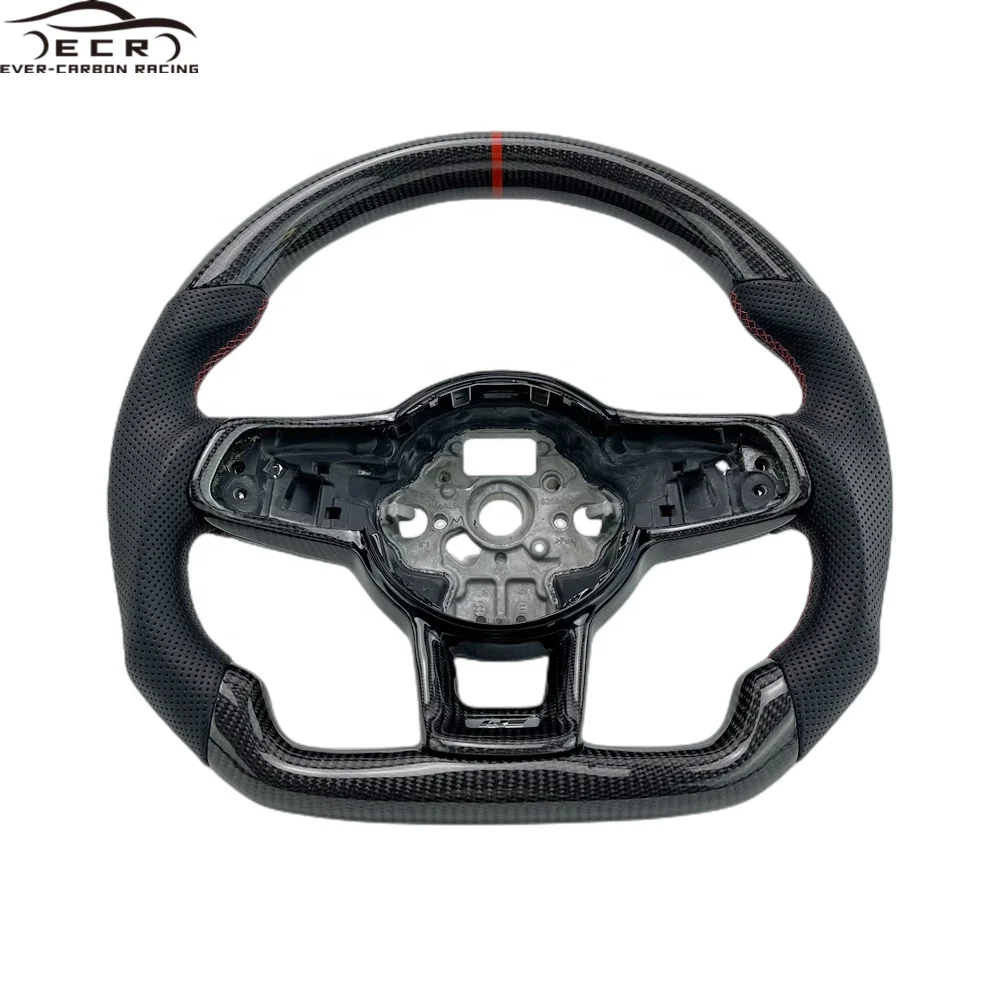 

Ever-Carbon Racing ECR Interior Accessories Flat Bottom Carbon Fiber Steering Wheel For Golf R MK7 Steering Wheel LED