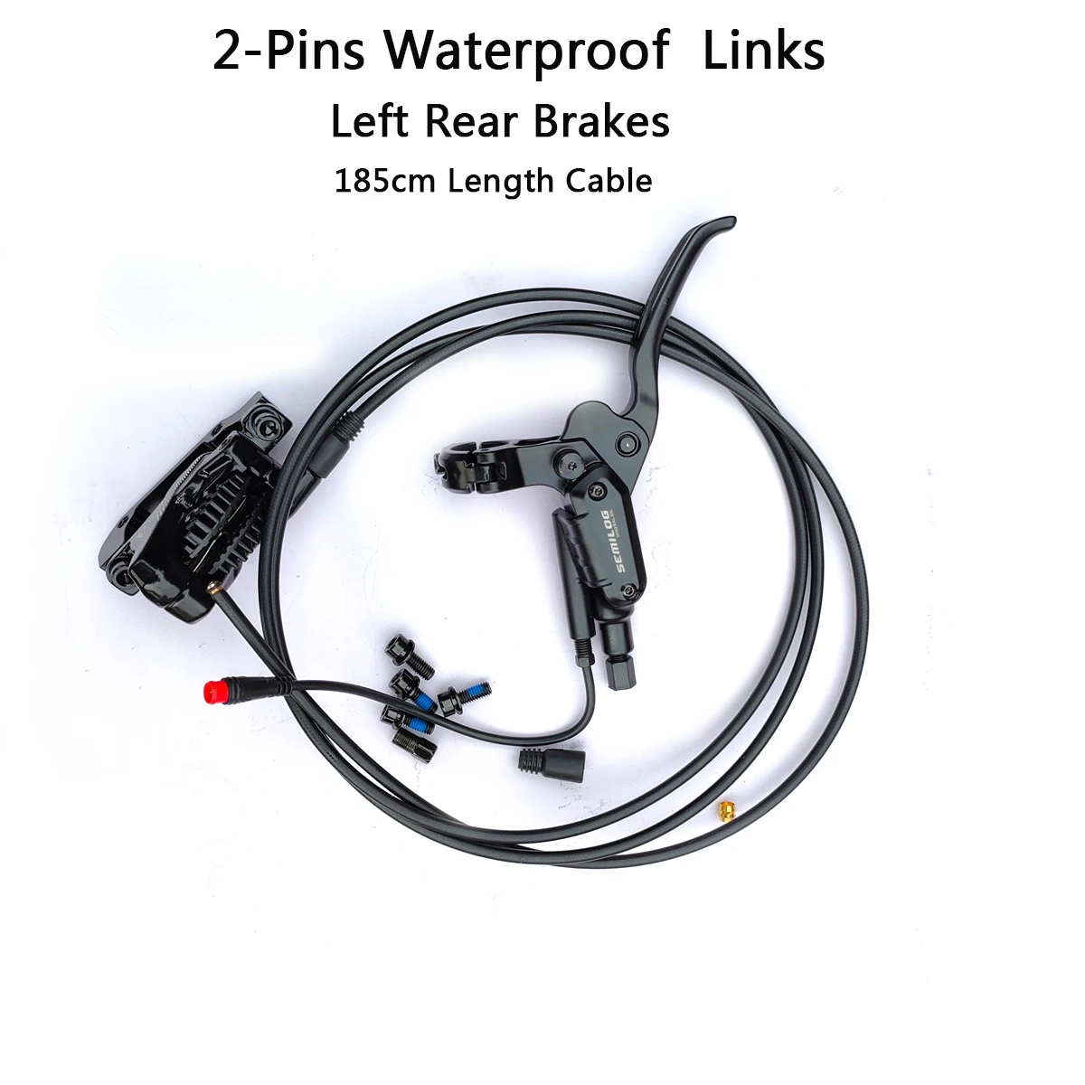 95/185cm Length Cable,4-Piston Electric Bicycle Hydraulic Brake,  E-Bikes, Mountain Bike, Scooter Brakes