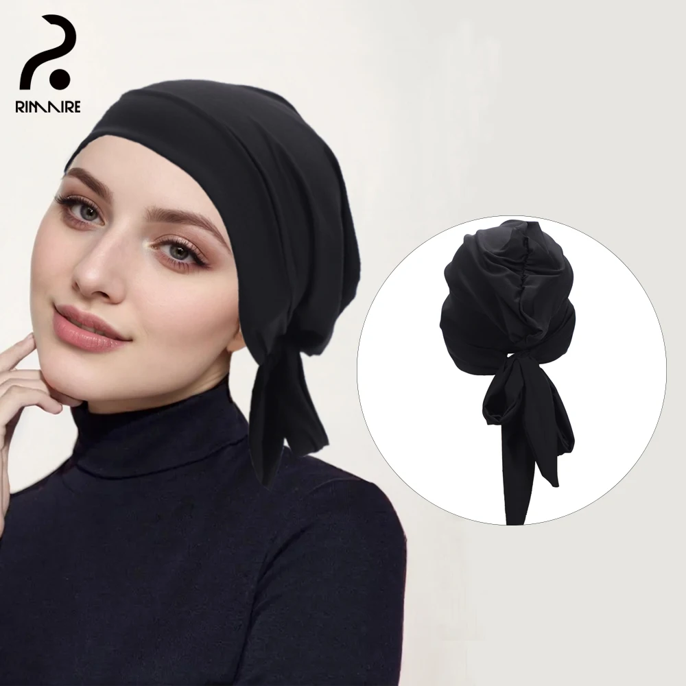

RIMAIRE однотонные мусульманские шапки-хиджабы для женщин, дышащий эластичный внутренний хиджаб, женский тюрбан, нижние шарфы, новая исламская шапочка для волос