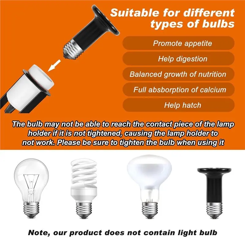 ABMS-Heat Lamp Fixture 2 Pcs Reptile, Holder 200W Light Socket Metal Hanging Bracket For Terrarium EU EU Plug