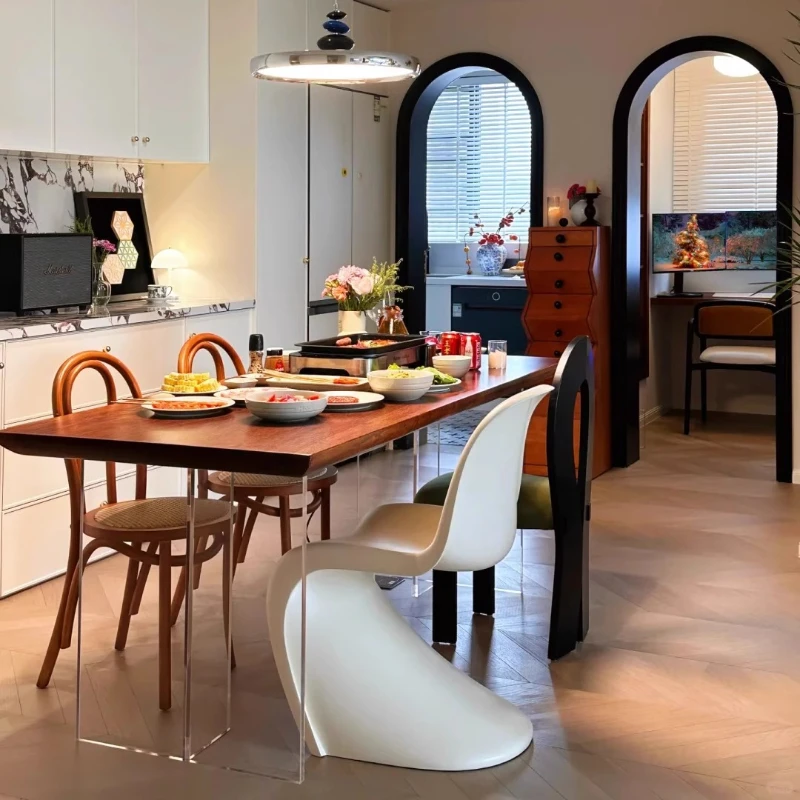 

Nordic Modern Black Walnut Wood Luxury Long Dining Table For 4 People Kitcjen Table Comedores De 4 Sillas Dining Room Furniture