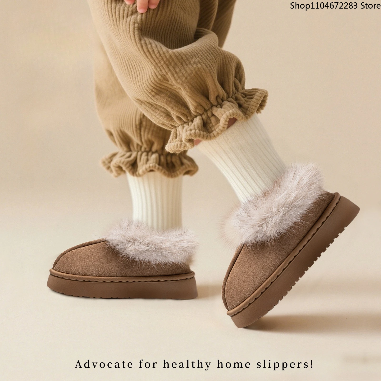 

Children Winter Thick Bottom Fur Lined Leather Snow Boots New French Large Hair Warm and Thickened Non-slip BabyHomeCotton Shoes