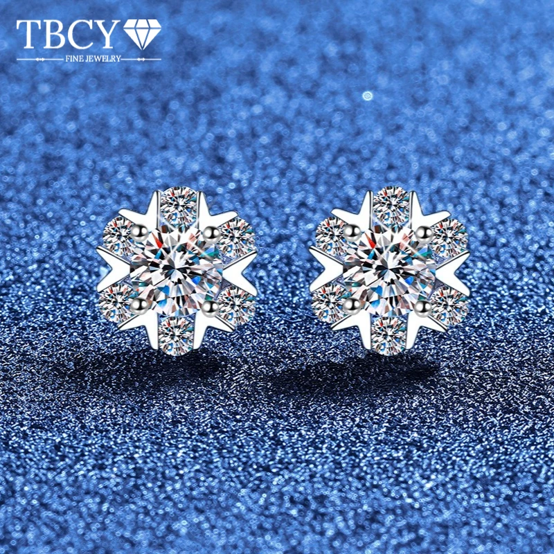 

TBCYD D Цвет VVS1 Снежинка Муассанит Бриллиантовые серьги для женщин S925 Серебряные крючки для ушей GRA Модные ювелирные изделия Подарки