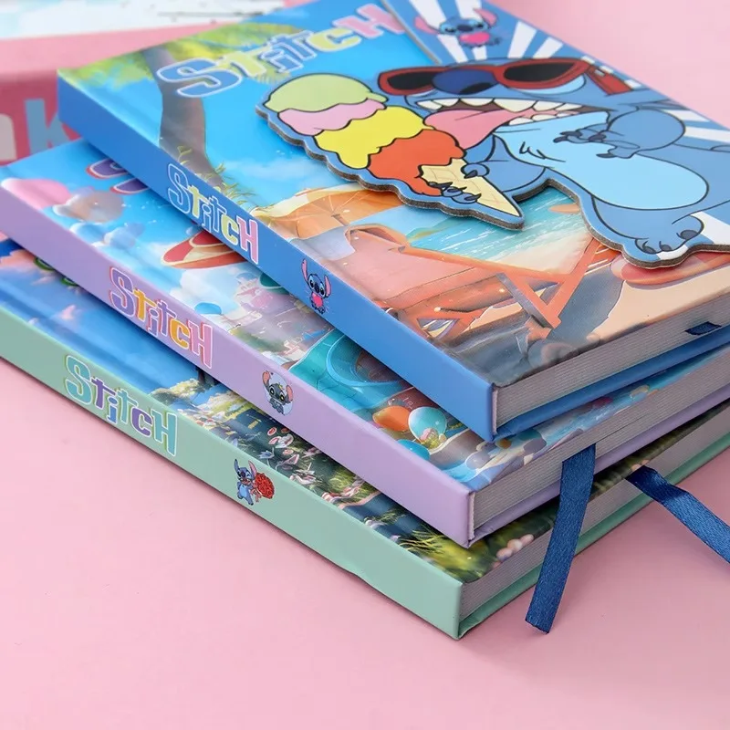 Disney Stitch Students Cute, Simple, Creative, Portable, Storage, Coloring Pages, Magnetic Buckles, Notebooks, Notepad Gifts