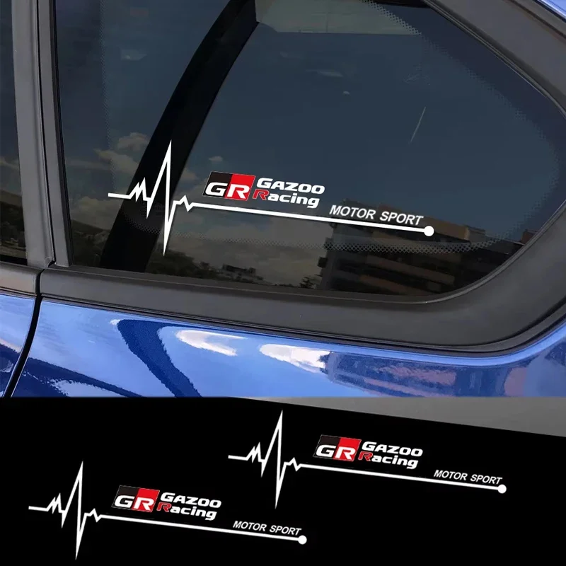 2Pcs  Vinyl Film Car Window Stickers for GR Gazoo Racing Prado CHR YARIS CAMRY Body Sticker Side Decals Accessories For Toyota
