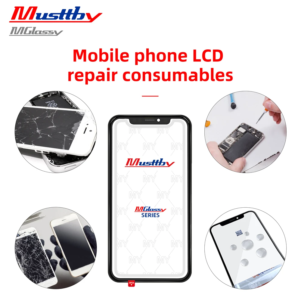 5pcs LCD Screen Front Outer Glass + OCA Film for iPhone 16 15 14 Pro Max Touch Display Glass Lens Panel Replacement Repair Parts