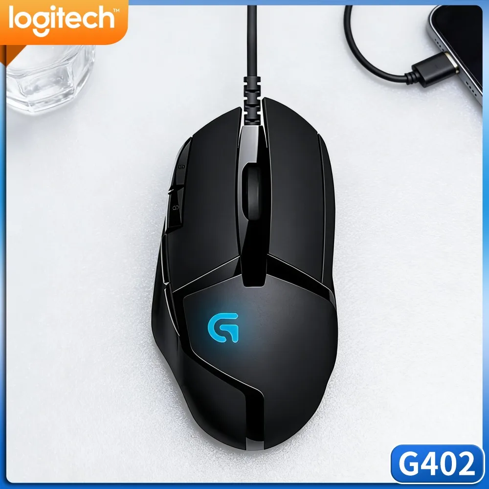 Logitech G402 Wired Gaming Mouse Anti‑Slip Hand‑Grip Texture 8 Assignable Buttons For Household PC Entertainment