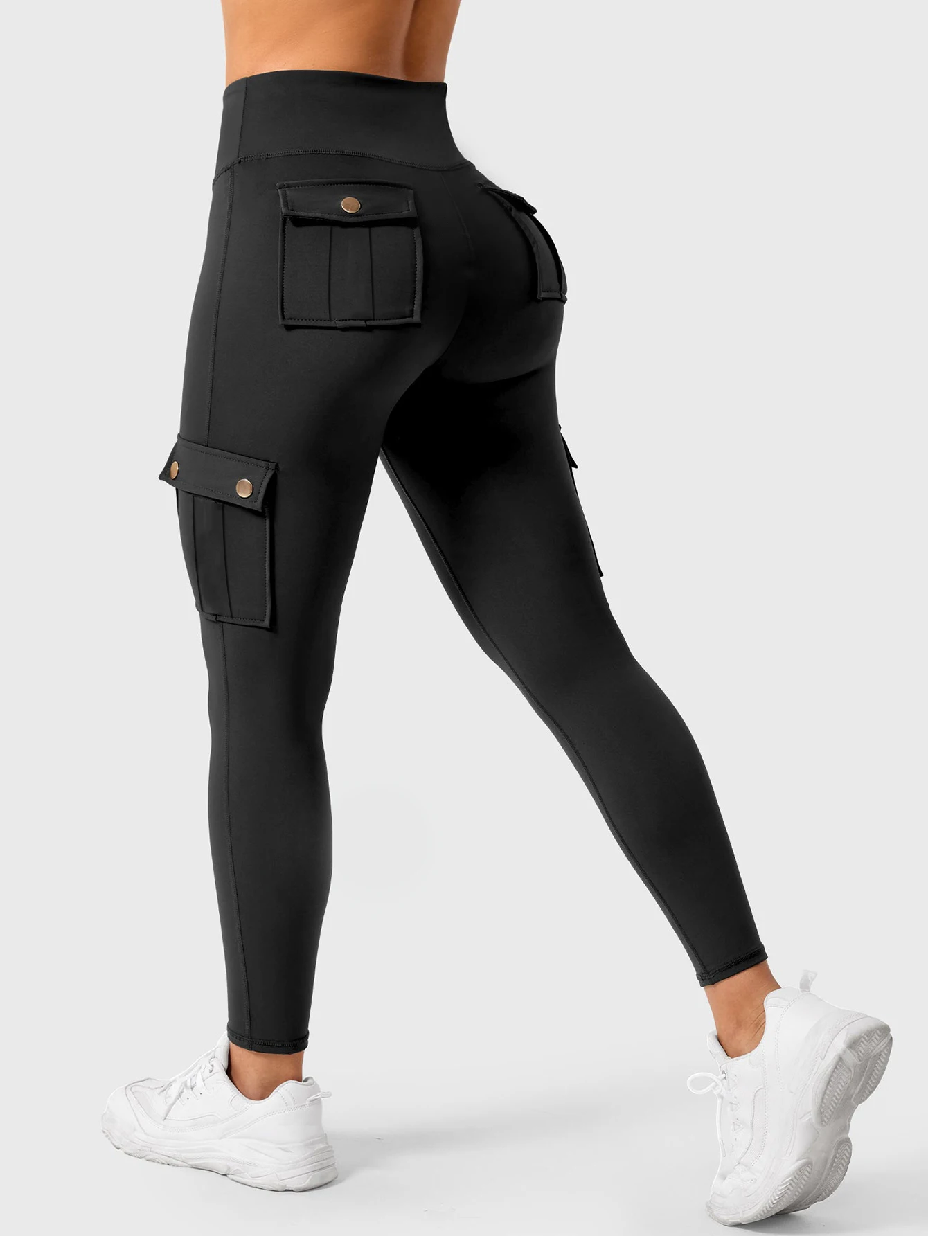 Cargo Yoga Leggings for Women  High Waist Multi Pocket Butt Lifting Workout Leggings High Stretchy  for Gym Fitness Running