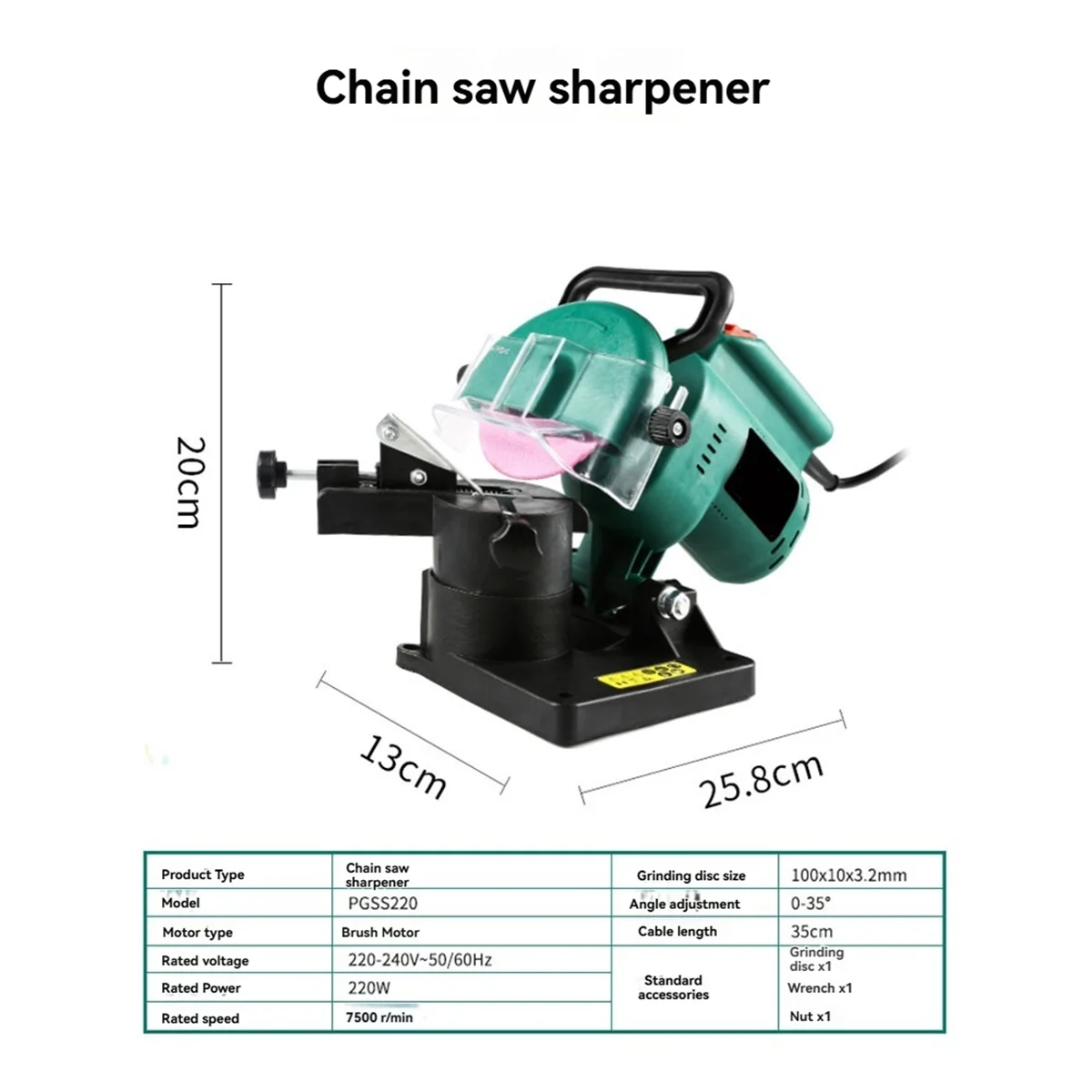 

YHYS Electric Chainsaw Sharpener 100mm Chain Automatic Chain Sharpener Adjustable 8500RPM for Grinding Chains EU Plug