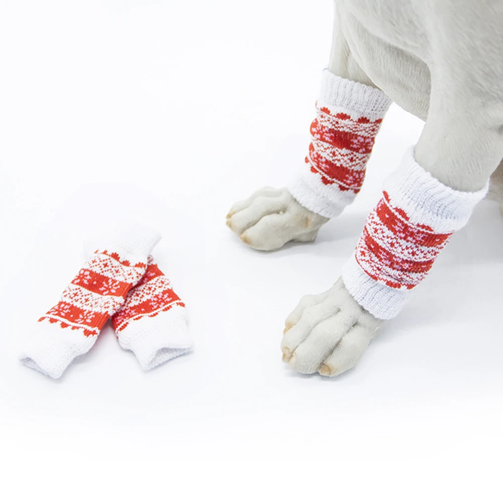 

4pcs Pet Leg Sleeve Warm Cover for Dog Cats Winter Knee Protector Boot Pads Comfortable Elastic Pet Supplies Dog Socks