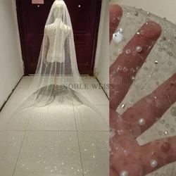 3M Length Pearls Wedding Veil Sequined 1T  Bridal Veil Bling Bling Bride Veil  Bridal Party Veils With Comb Customized