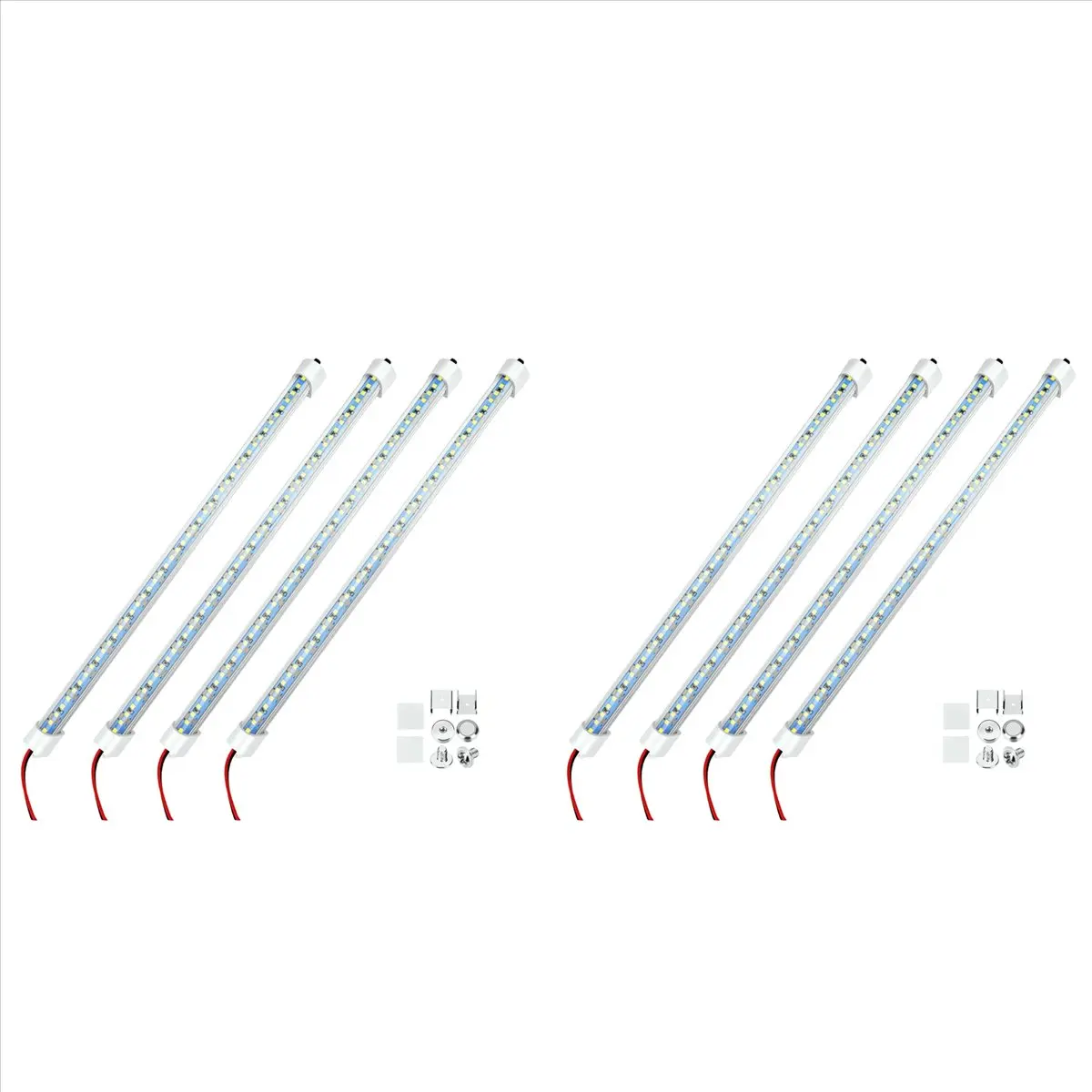 bigger 8x 12V Interior LED Light Bar 48 LEDs Strip Lights with Switch and Magnets 6500K White Light for Car Van RV with US Plug