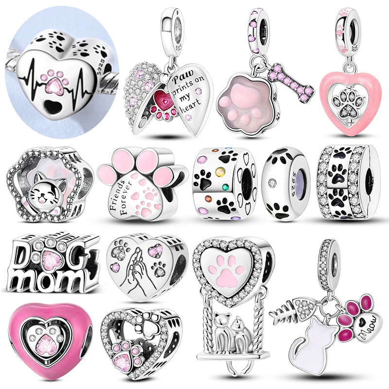 

Подвеска-шарм из стерлингового серебра 925 пробы в форме кошачьей лапки для оригинальных браслетов, для женщин, для самостоятельного изготовления украшений, подарок на вечеринку