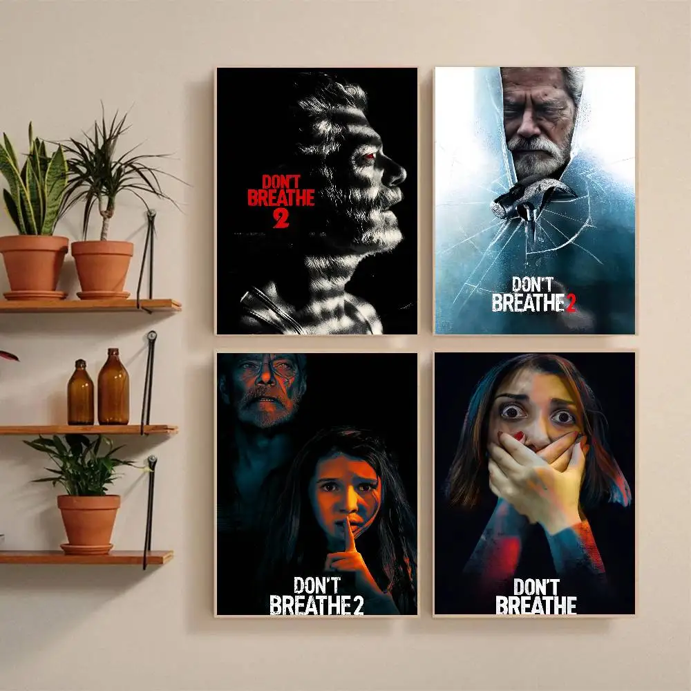 American Horror Movie Dont B-Breathe Poster Self-adhesive Art Waterproof Paper Sticker Coffee House Bar Room Wall Decor