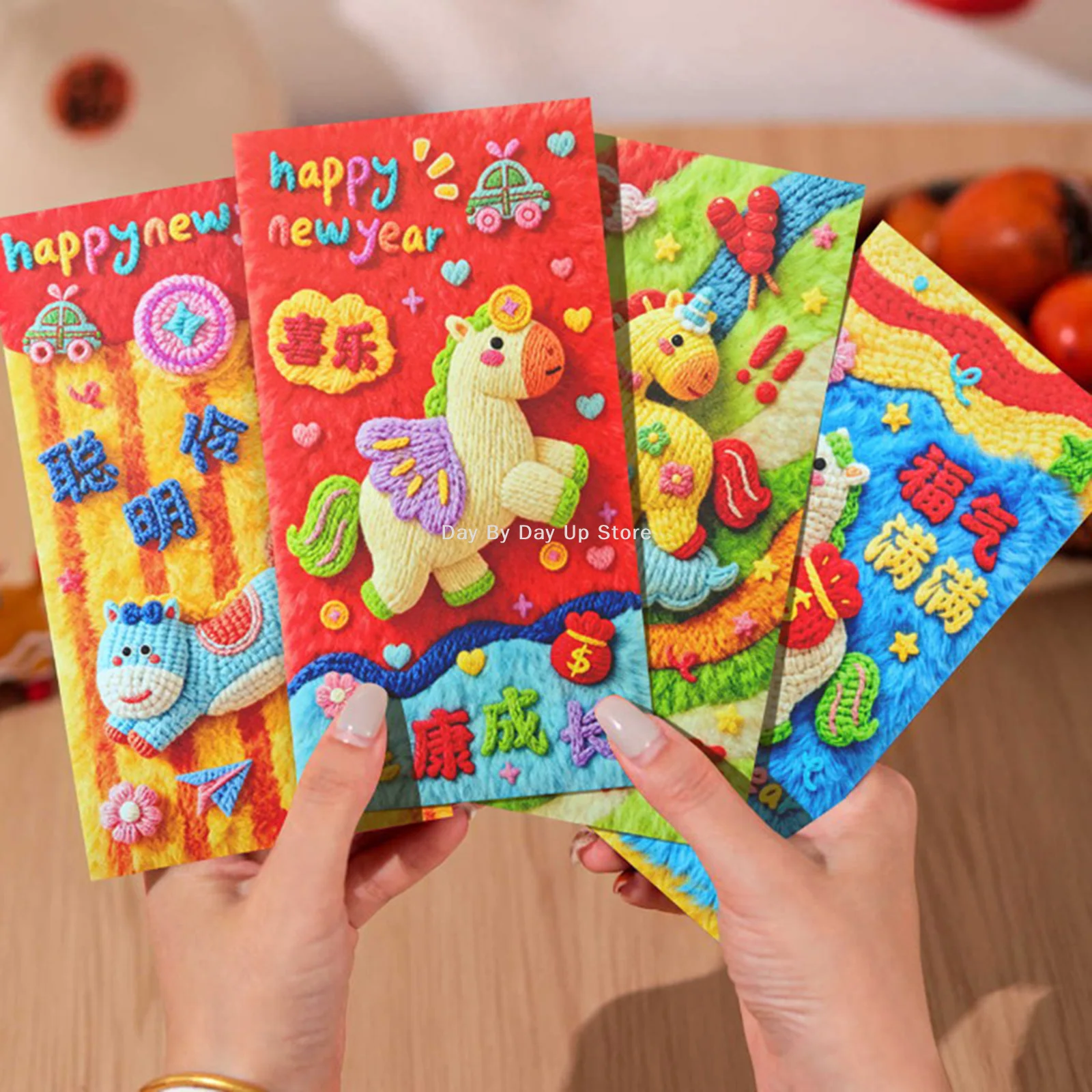 

6Pcs/pack 2026 Year Of The Horse Cartoon Red Packet For Chinese New Year Lucky Money Envelopes Spring Festival