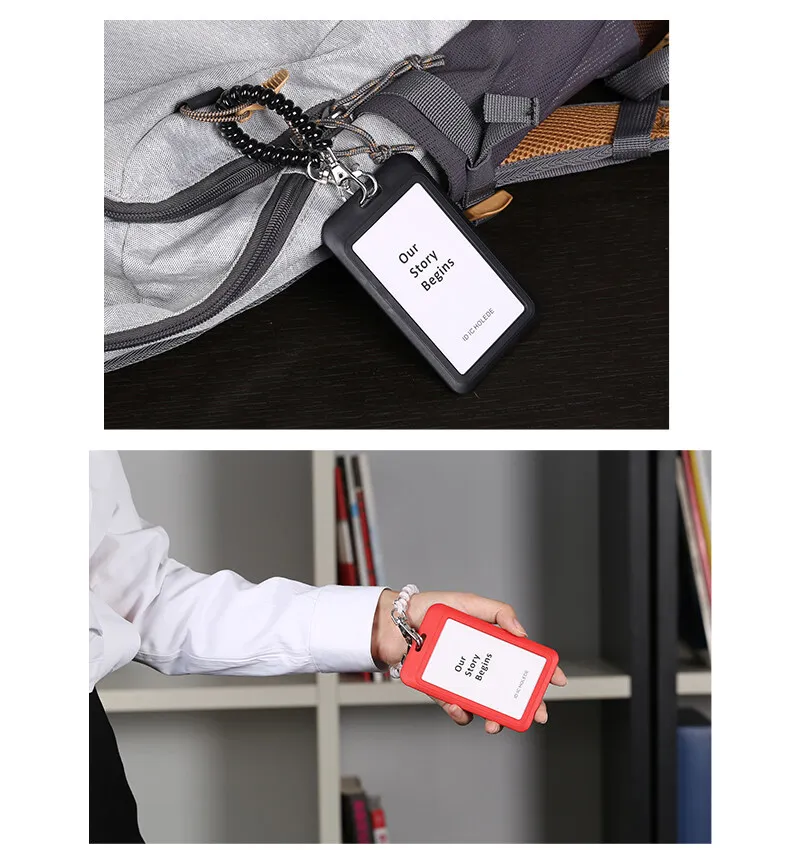 Anti Loss Bus Access Card with Retractable Elastic Rope Spring Rope  ID Card Sleeve  Student Card Sleeve  Pull and Hang Rope