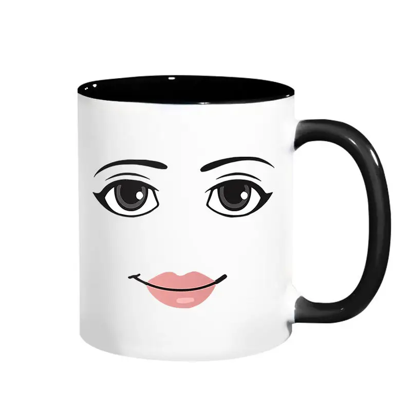 Exquisite Roblox Woman Face Expression Mug Creativity Boys Ceramics Breakfast Coffee Milk Cup Change Color Glass Birthday Gift