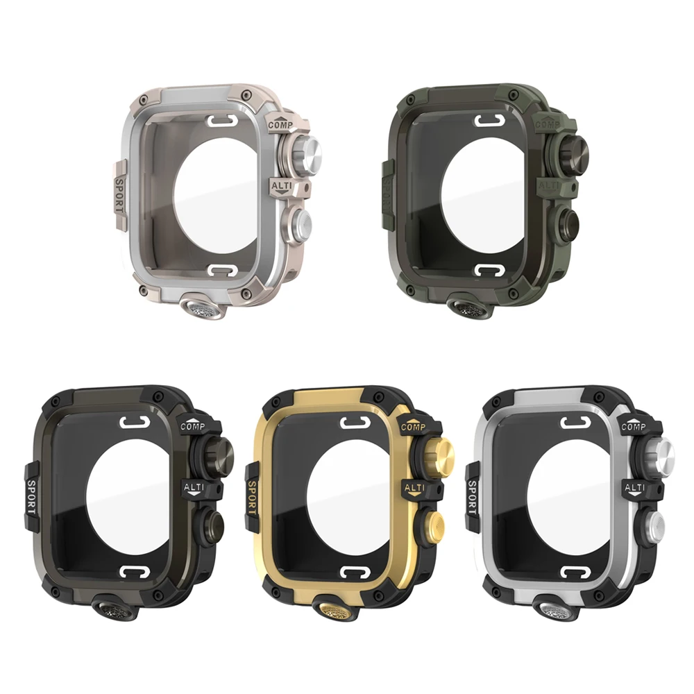 MEN Metal Case for Apple Watch Series 9 8 7 6 5 4 45mm 44mm Aluminum Alloy Full Cover Protective Case for Apple Series 9 8 7 6 5