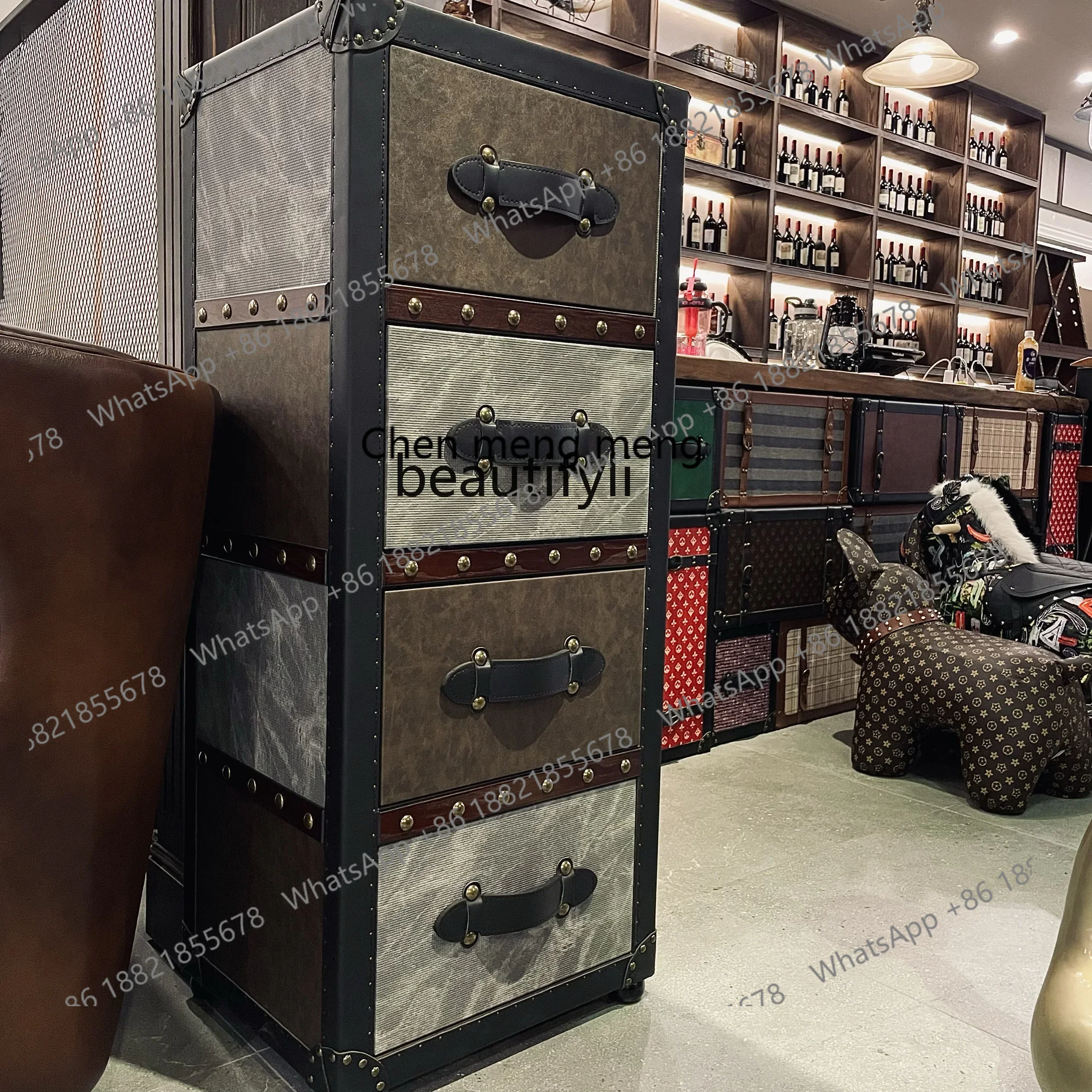 New arrive  American art color scheme retro side cabinet premium dining side cabinet bedroom storage drawer cabinet