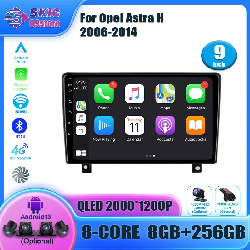 

For Opel Astra H 2006-2014 Android 13 Head Unit Touch Screen Autoradio Car Radio Navigation Multimedia Wireless Carplay Stereo