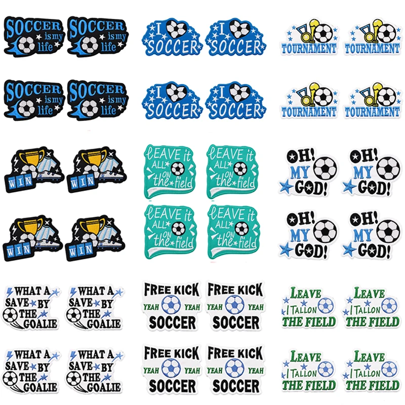 10PCS/Lots Football Soccer Embroidered Patches For Clothing DIY GOAL Win Iron On Patches For Clothing Patches On Clothes Jacket