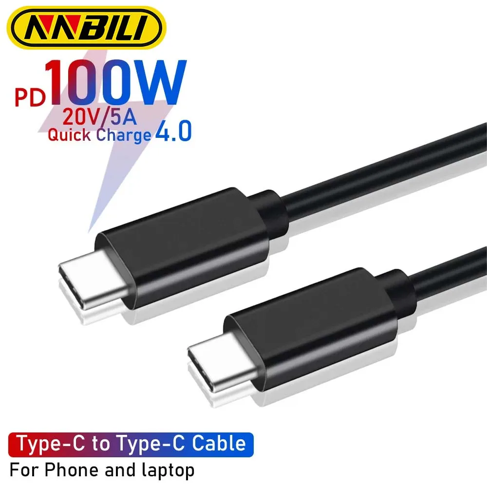 NNBILI 100W USB C To USB Type C Cable PD Fast Charging Charger Cord USBC 5A TypeC Cable For Macbook Matebook Samsung Xiaomi POCO