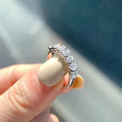 2.1 Ct Heart Cut Engagement Wedding Moissanite Lab Grown Diamond Band Ring Sterling Silver for Women