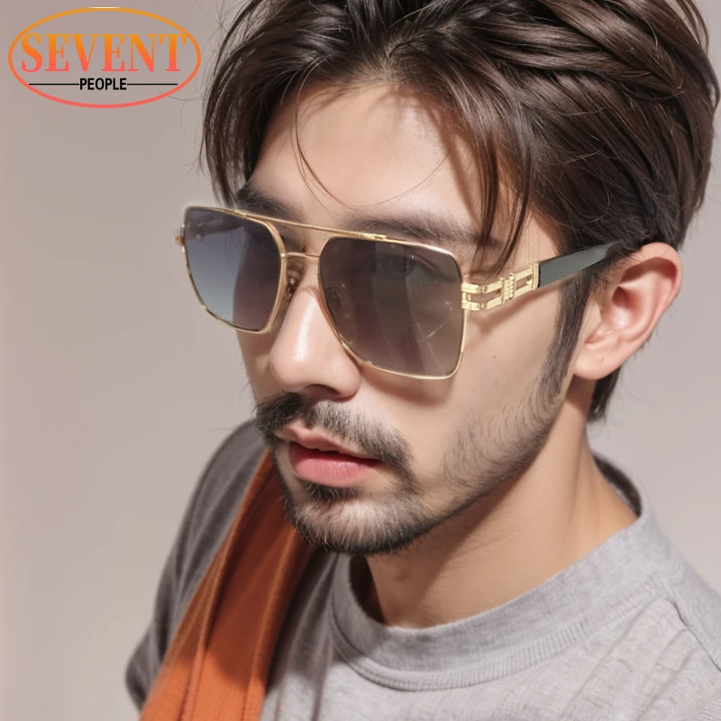 

Classic Fashion Square Sunglasses Women Men 2024 Luxury Brand Design Double Beam Retro Sun Glasses For Femal Metal Frame Eyewear