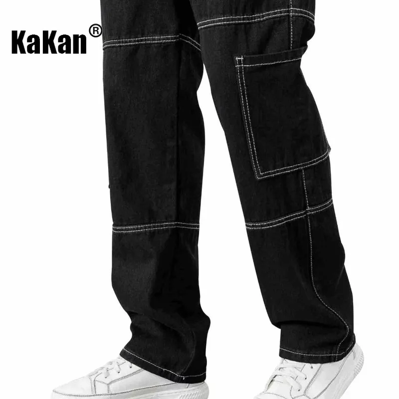 Kakan - New Men's Black Straight Leg Pocket Jeans, Y2k Clothing Workwear Long Jeans Jeans Man Brand